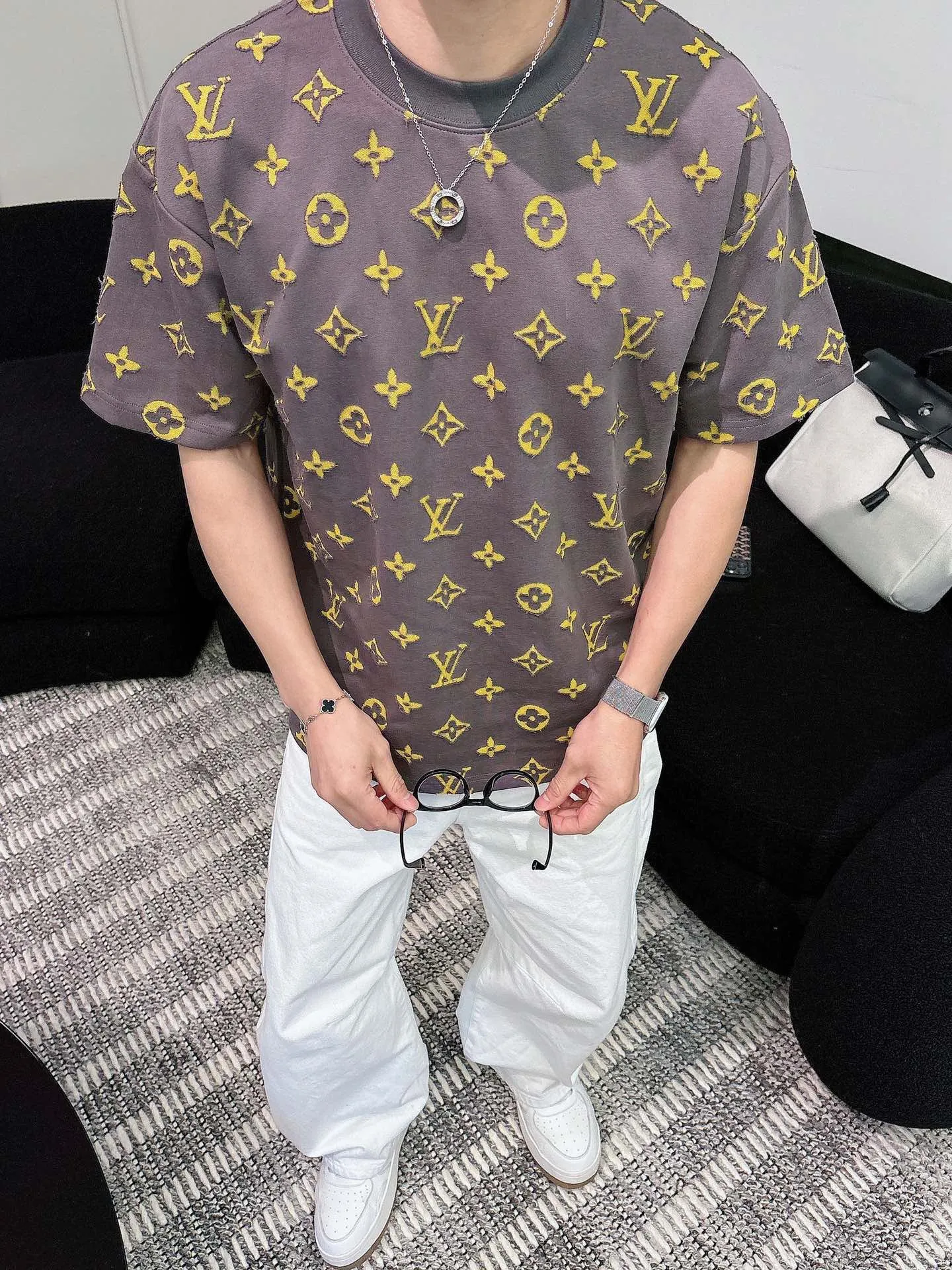 Louis Vuitton/Louis Vuitton 26ss full width presbyopia burnt short sleeves